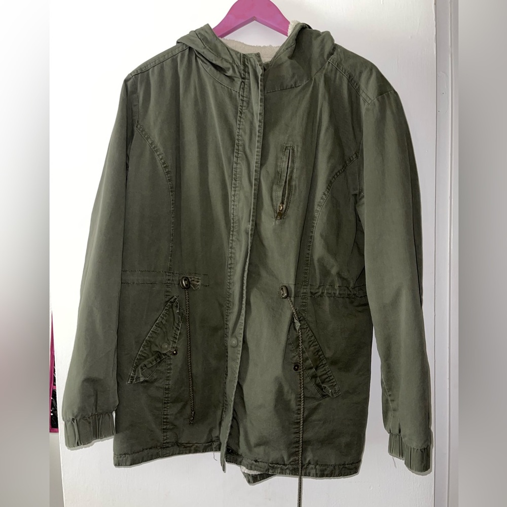 Fur lined utility  jacket